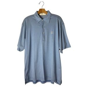 Fairway & Greene Shirt Men Medium Blue Striped Greenbrier Golf Polo Preppy‎